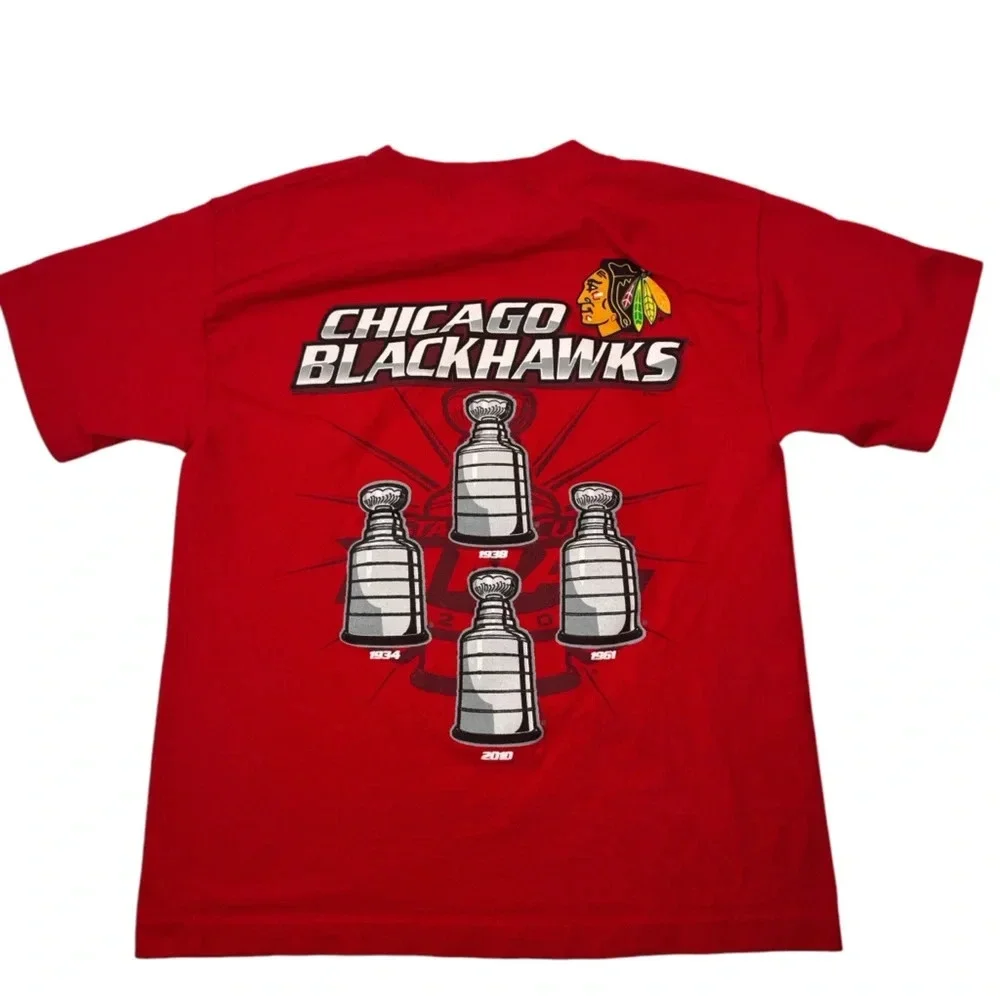 Vintage Chicago Blackhawks Stanley Cup Champions 2010 Red T-Shirt Youth Medium